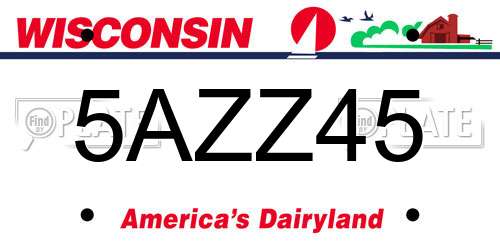 5AZZ45 Wisconsin License Plate