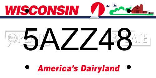 5AZZ48 Wisconsin License Plate