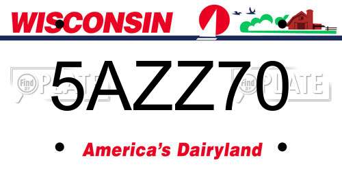 5AZZ70 Wisconsin License Plate