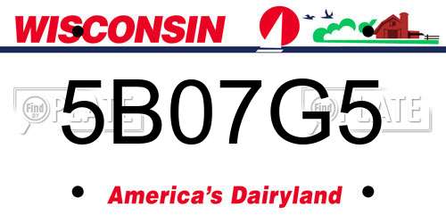 5B07G5 Wisconsin License Plate