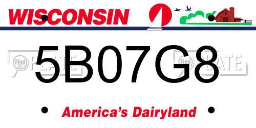 5B07G8 Wisconsin License Plate