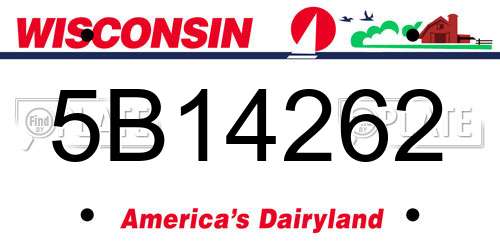 5B14262 Wisconsin License Plate