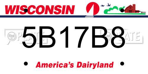 5B17B8 Wisconsin License Plate