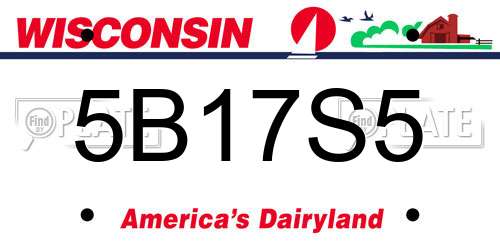 5B17S5 Wisconsin License Plate