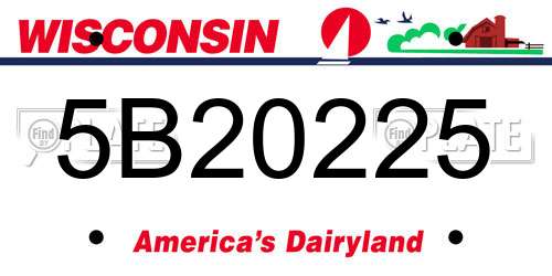 5B20225 Wisconsin License Plate