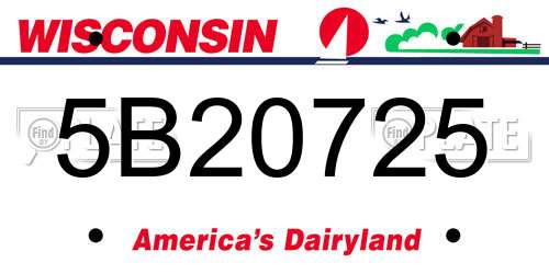 5B20725 Wisconsin License Plate