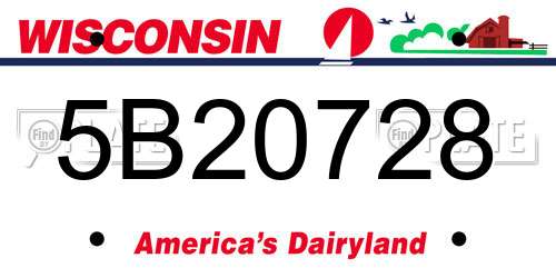 5B20728 Wisconsin License Plate