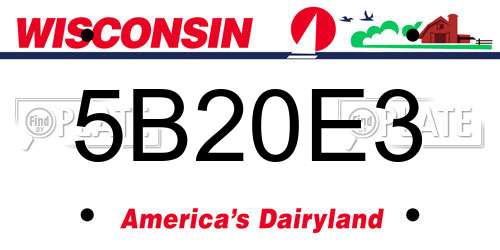 5B20E3 Wisconsin License Plate