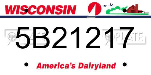 5B21217 Wisconsin License Plate