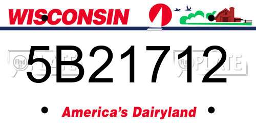 5B21712 Wisconsin License Plate