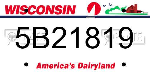 5B21819 Wisconsin License Plate