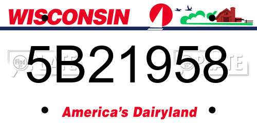 5B21958 Wisconsin License Plate