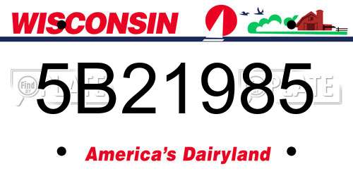 5B21985 Wisconsin License Plate