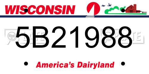 5B21988 Wisconsin License Plate