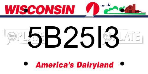 5B25I3 Wisconsin License Plate