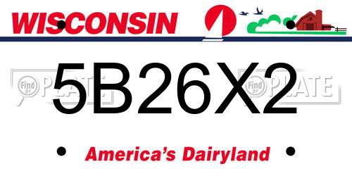 5B26X2 Wisconsin License Plate