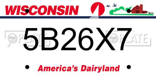 5B26X7 Wisconsin License Plate