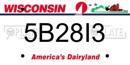 5B28I3 Wisconsin License Plate