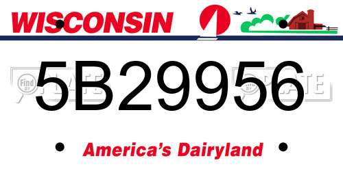 5B29956 Wisconsin License Plate
