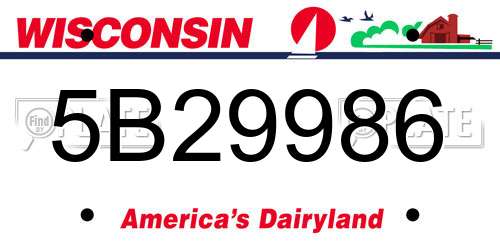 5B29986 Wisconsin License Plate