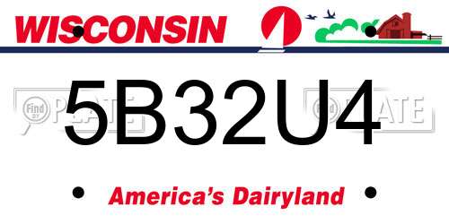5B32U4 Wisconsin License Plate