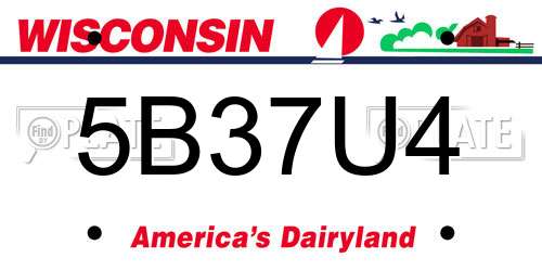 5B37U4 Wisconsin License Plate
