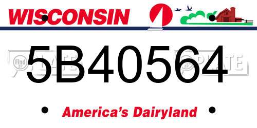 5B40564 Wisconsin License Plate