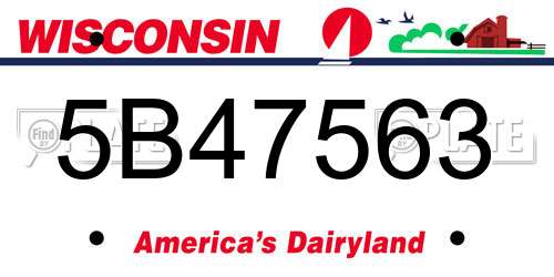 5B47563 Wisconsin License Plate