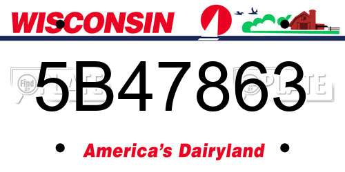 5B47863 Wisconsin License Plate