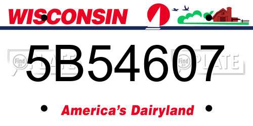 5B54607 Wisconsin License Plate