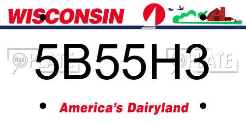 5B55H3 Wisconsin License Plate