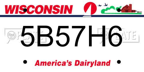 5B57H6 Wisconsin License Plate