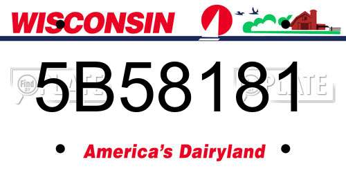5B58181 Wisconsin License Plate
