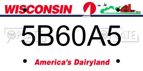 5B60A5 Wisconsin License Plate