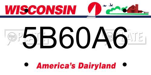 5B60A6 Wisconsin License Plate