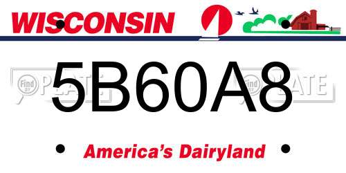 5B60A8 Wisconsin License Plate