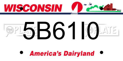 5B61I0 Wisconsin License Plate