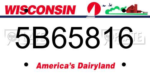 5B65816 Wisconsin License Plate
