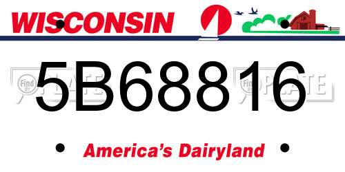 5B68816 Wisconsin License Plate
