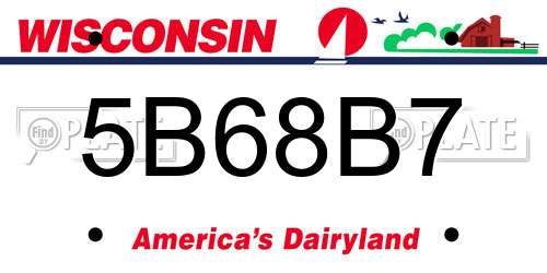 5B68B7 Wisconsin License Plate