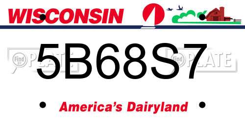 5B68S7 Wisconsin License Plate