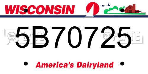 5B70725 Wisconsin License Plate