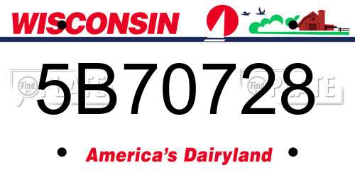 5B70728 Wisconsin License Plate
