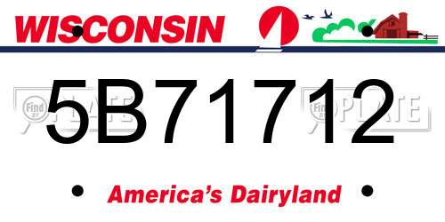 5B71712 Wisconsin License Plate