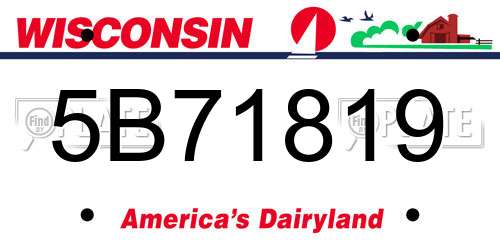 5B71819 Wisconsin License Plate