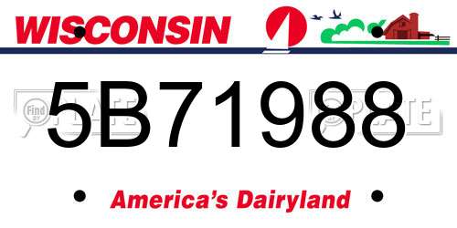 5B71988 Wisconsin License Plate
