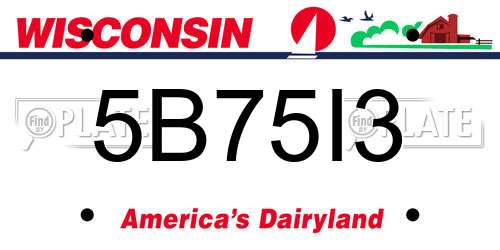 5B75I3 Wisconsin License Plate