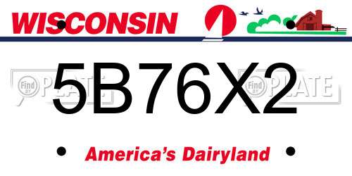 5B76X2 Wisconsin License Plate