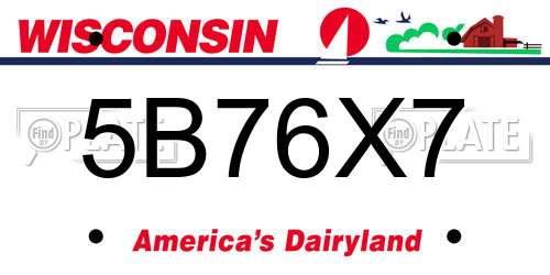 5B76X7 Wisconsin License Plate