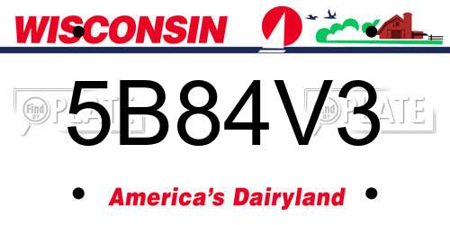 5B84V3 Wisconsin License Plate